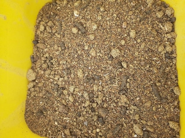 Example of concentrate feed – purchased blend including rapeseed meal, protected rapeseed meal, distillers wheat dark grains, sugar beet pulp and palm kernel expeller.